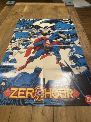 1994 Superman Batman DC Comics ZERO HOUR Poster Double-sided * 27 1/2 X 18 1/2