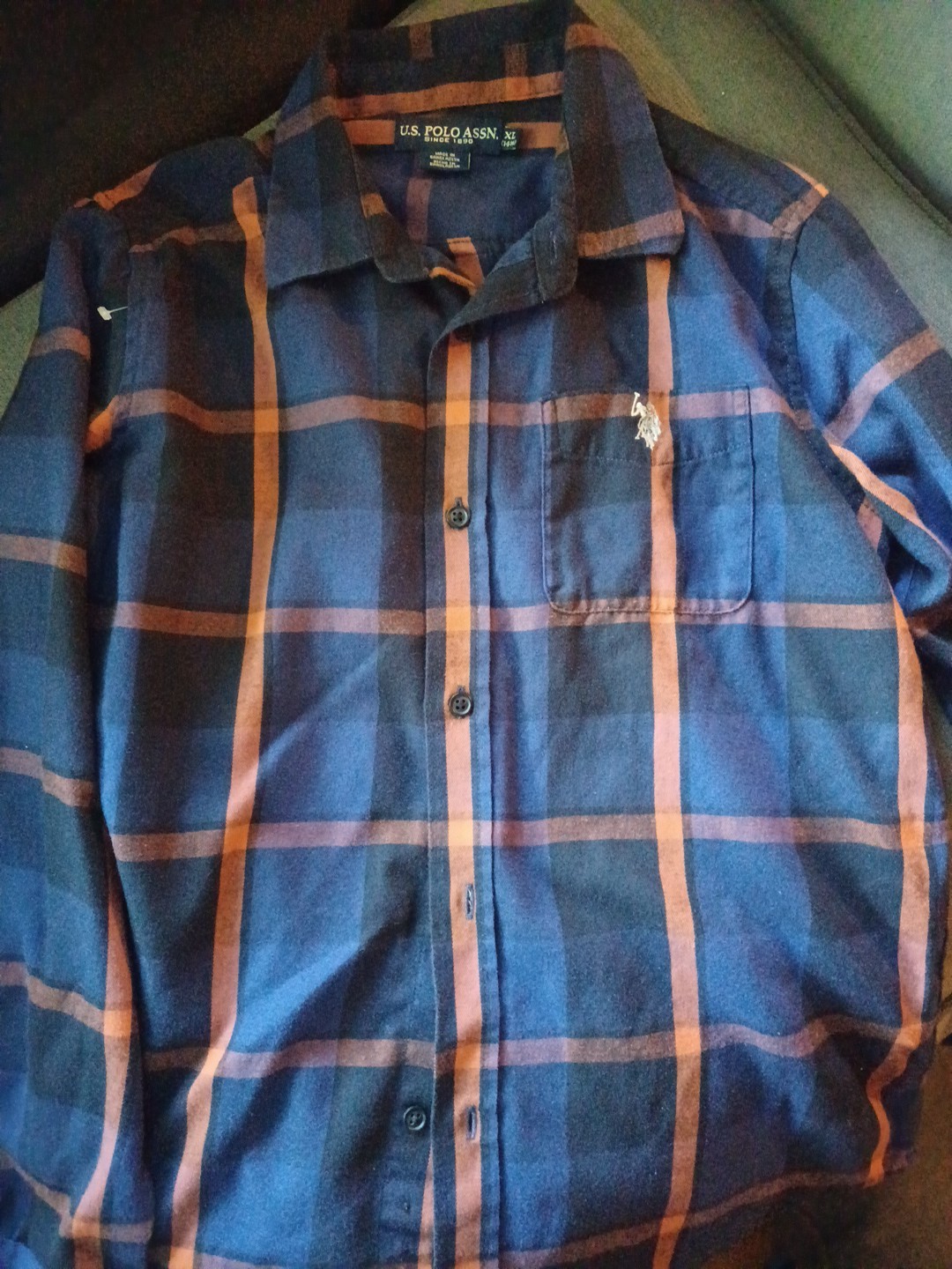 us polo assn xl plaid shirt Boys XL (14-16)