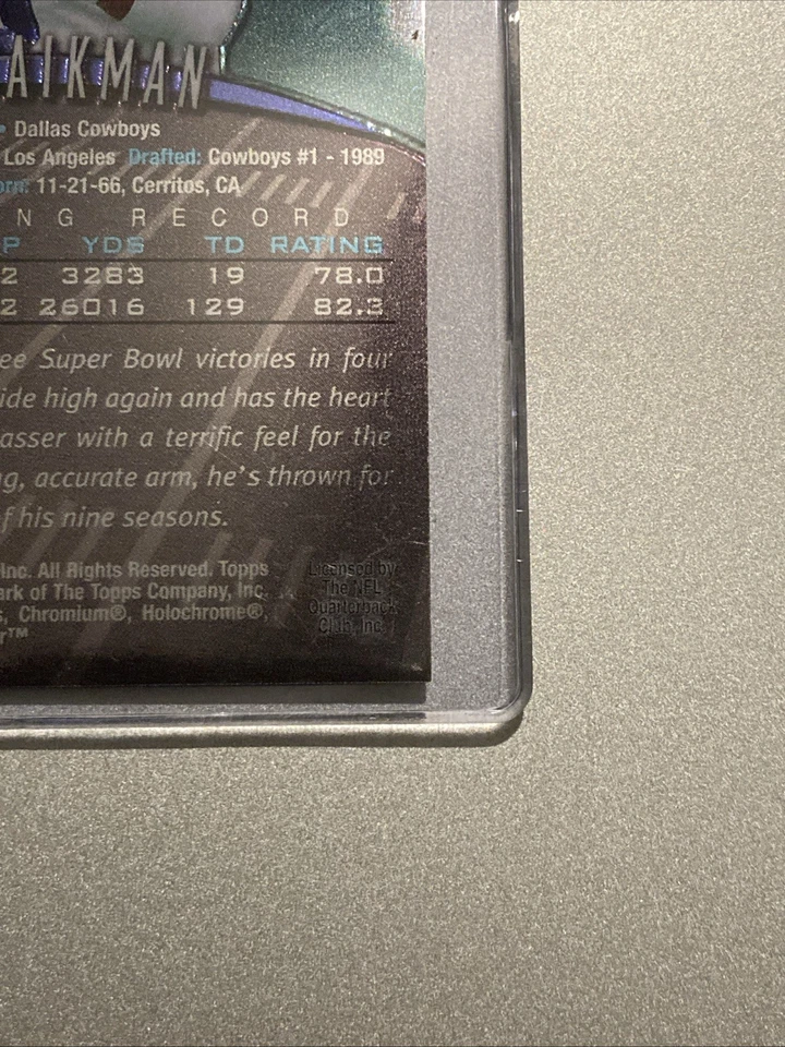 1998 Topps Finest Troy Aikman# 220 Dallas Cowboys - Image 4 of 4