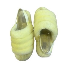 Yellow Fluff Fur Slide Slippers Women  s