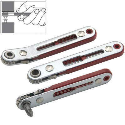 1 pc Mini Ratchet Screwdriver Bidirectional Elbow Wrench Flat Slotted Tool