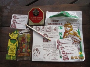 Smokey the Bear Lot Air Freshener, Pencil, Plastic Clip, Cards, Car Waste Bag