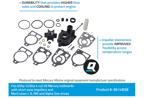 Kit de reparación de bomba de agua Quicksilver 96148Q8 para Mercury Mariner MerCruiser - Imagen 2 de 5