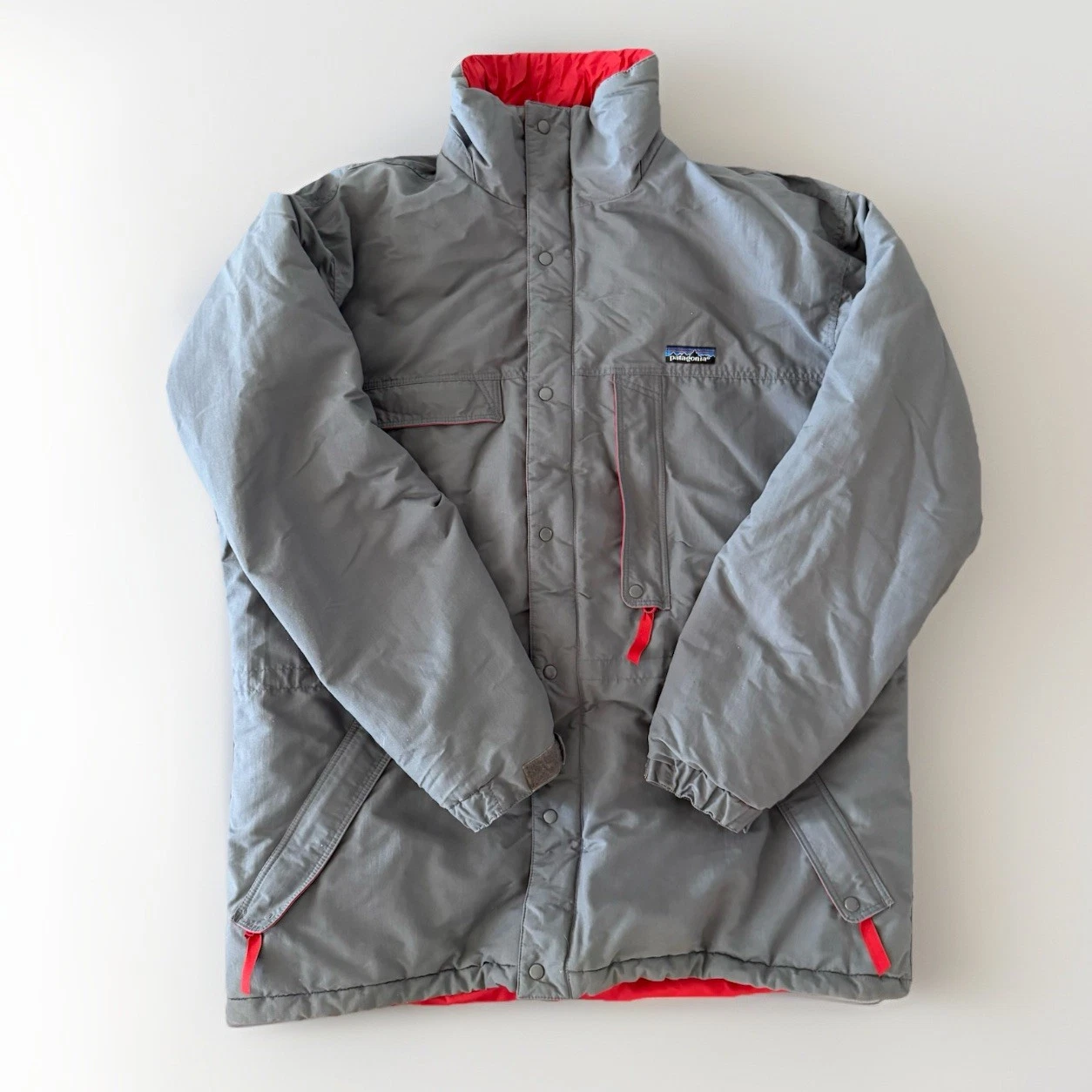 Vintage Patagonia Jacket Gray Coat Mens Sz XL Red Lining Outdoor Gorp *READ DESC