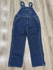 RK Brand Bib Overalls Mens 40 Carpenter Denim Jeans 40X32  Blue Denim