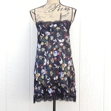 Victoria's Secret Satin Slip S Black Floral Nightie Coquette Dark Romance Y2K