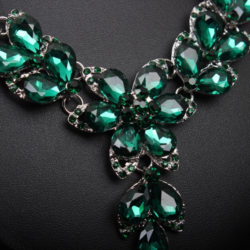 Fashion Flower Women Statement Necklace Earring Crystal Jewelry Set Bridal Gifts - 第 317/661 張圖片