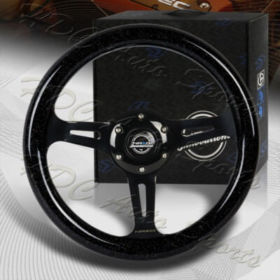 NRG 310MM Black Sparkled Wood Grain Black 3-Spoke Steering Wheel ST-310BSB-BK