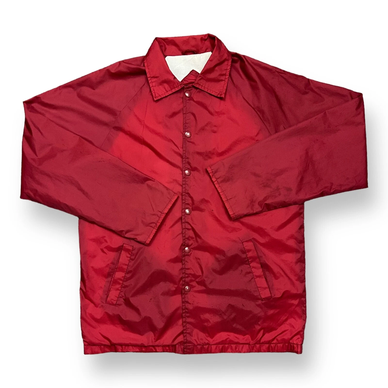 COACH Giacca a vento vintage anni 80 bottoni a pressione allenatore nylon marrone rosso medio