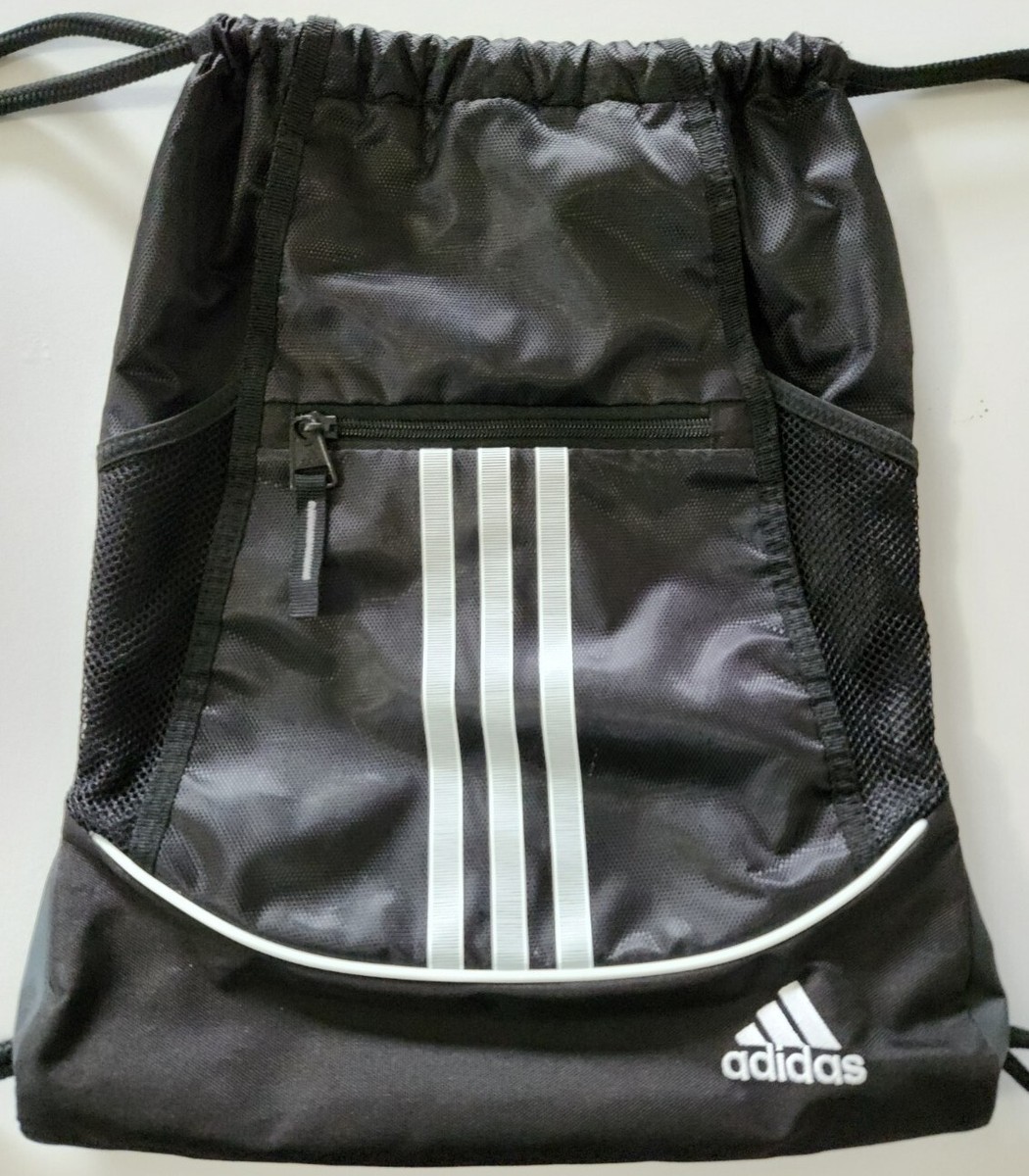 Adidas Black Backpack Drawstring Bag Gym Bag Cinch Bag EUC