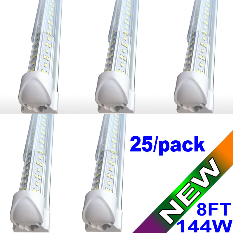 144w 8 ft led shop lights led Strip Lights 25PC Cold White LED Garage Lights