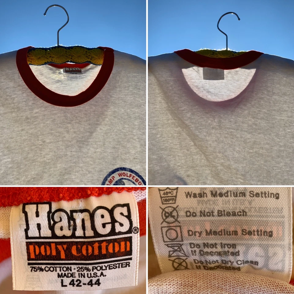 Vintage Camp Wolfeboro Mt Diablo Council Ringer Tee Boy Scouts BSA T Shirt 80s L - Image 2 of 4