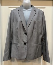 NWT Talbots Women's Wool Blend 2-Button Single Breasted Blazer Gray Sz 14