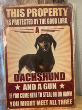 Dachshund Security Themed 12"x8" Tin Sign NEW