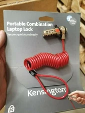 Brand New Kensington Portable Combination Laptop Lock 6FT Cord Red Color