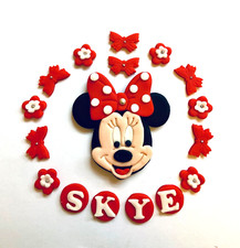 Minnie Mouse Cake Topper Birthday Edible Icing Personalised Red Unofficial