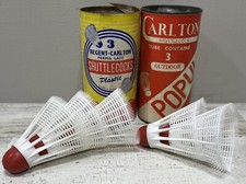 Vintage Regent-Carlton Shuttlecocks Plastic Perma Last 2 Cans 5 Shuttlecocks