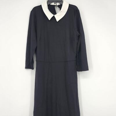 Girl With Curves Women's Contrast Collar Ponte Regular Midi Dress Black MT  NWOT | eBay