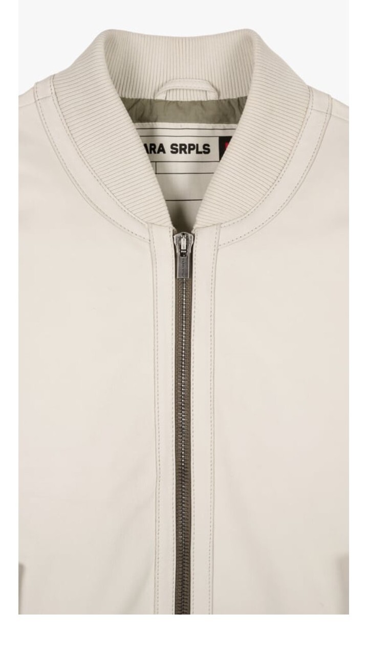 Zara Limited Edition SRPLS Natural White Leather Bomber Jacket Size M image 8
