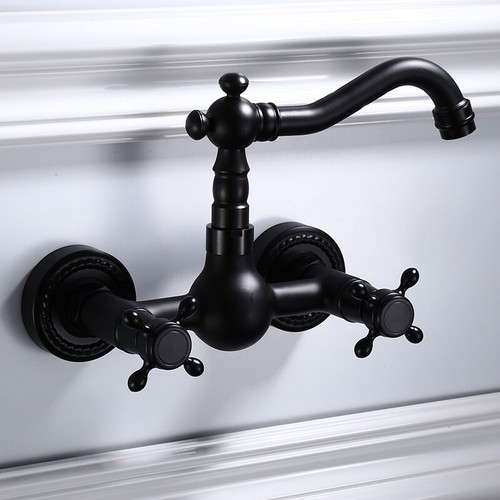 Oil Rubbed Bronze Swivel Bathroom Kitchen Sink Mixer Faucet Wall Mounted - Picture 2 of 5