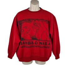Vintage Disney Lion King Sweater Adult Size Large Simba Nala Red Pullover