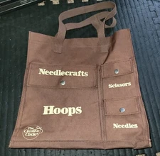 The Creative Circle Vintage Needlecraft Brown Canvas Tote Bag - Gently Used