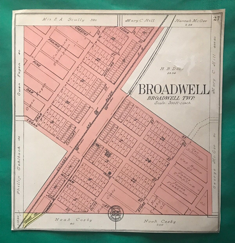 VTG 1910 Logan County Illinois Atlas Map ~ Broadwell ~ Chicago Alton RR Line