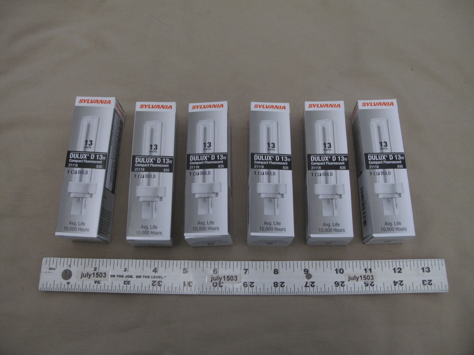 (6) NEW Sylvania 21118 Compact Fluorescent 13 watt CF13DD/83