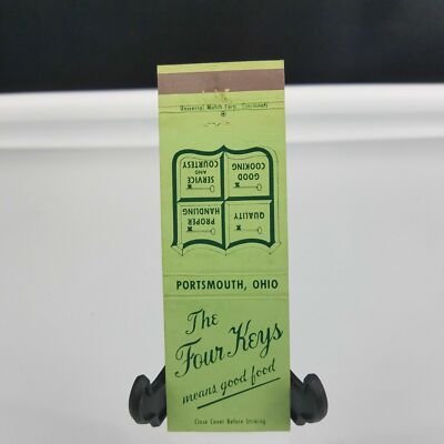 The Four Keys Restaurant Portsmouth OH Vintage Matchbook Cover 
