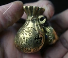 3.6CM Rare Old China pure bronze Feng Shui purse Luck Necklace Pendant