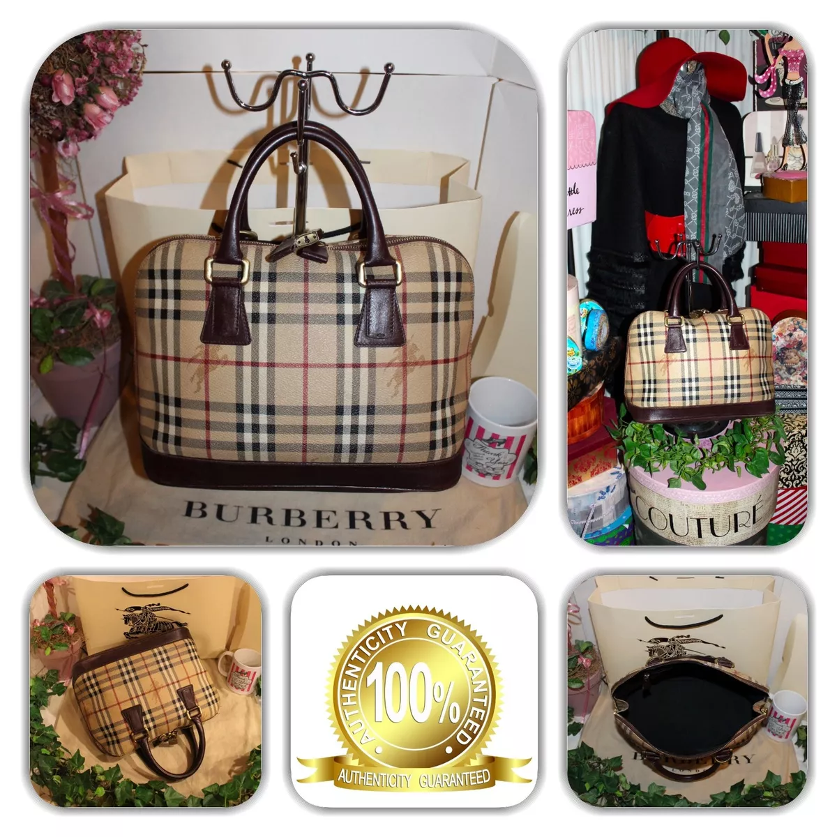 CHIC BURBERRY HAYMARKET ALMA TOTE SATCHEL HANDBAG