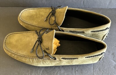 Men s Tod s Size 6 Sage Green Moccasins  Common Drivers Laccetto Suede READ