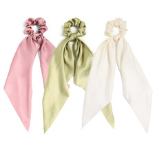 3PCS Hair Scarf Scruncheis for Women Knotted Bow Hair Ties Elastic Bands Satin H