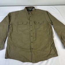Vintage 90s LL Bean Heavyweight Button-up With Plaid Lining Green Large