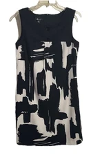 AB Studio size 10 Woman Black and White Geo Design Sleeveless Dress