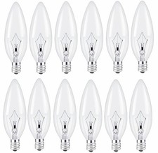 E12 Candle Light Bulbs,60W Candelabra, B10 ClearBase Bulb with Warm White 270...