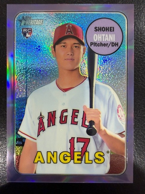 2018 Topps Heritage Shohei Ohtani PURPLE Chrome Refractor rookie card RC #600