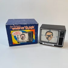 Tom Peterson’s Talking “Wake Up” Clock TV Shaped Alarm Clock NOS 