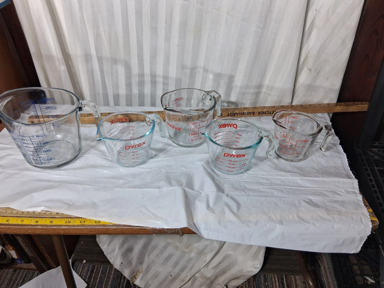 Vintage Pyrex Anchor Blue Green Clear Measuring Cup Lot Never Used