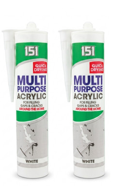 WEISSE MEHRZWECK ACRYL DICHTSTOFF KARTUSCHE 280ML ZUM FÜLLEN VON LÜCKEN RISSEN x 2