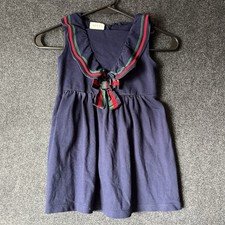 Gucci Girls Dress Navy Blue Front Bow Sleeveless Kids Size 5