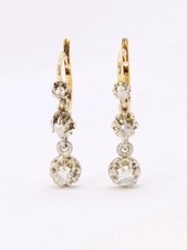 Dormeuses anciennes or platine diamants Old Single Cut