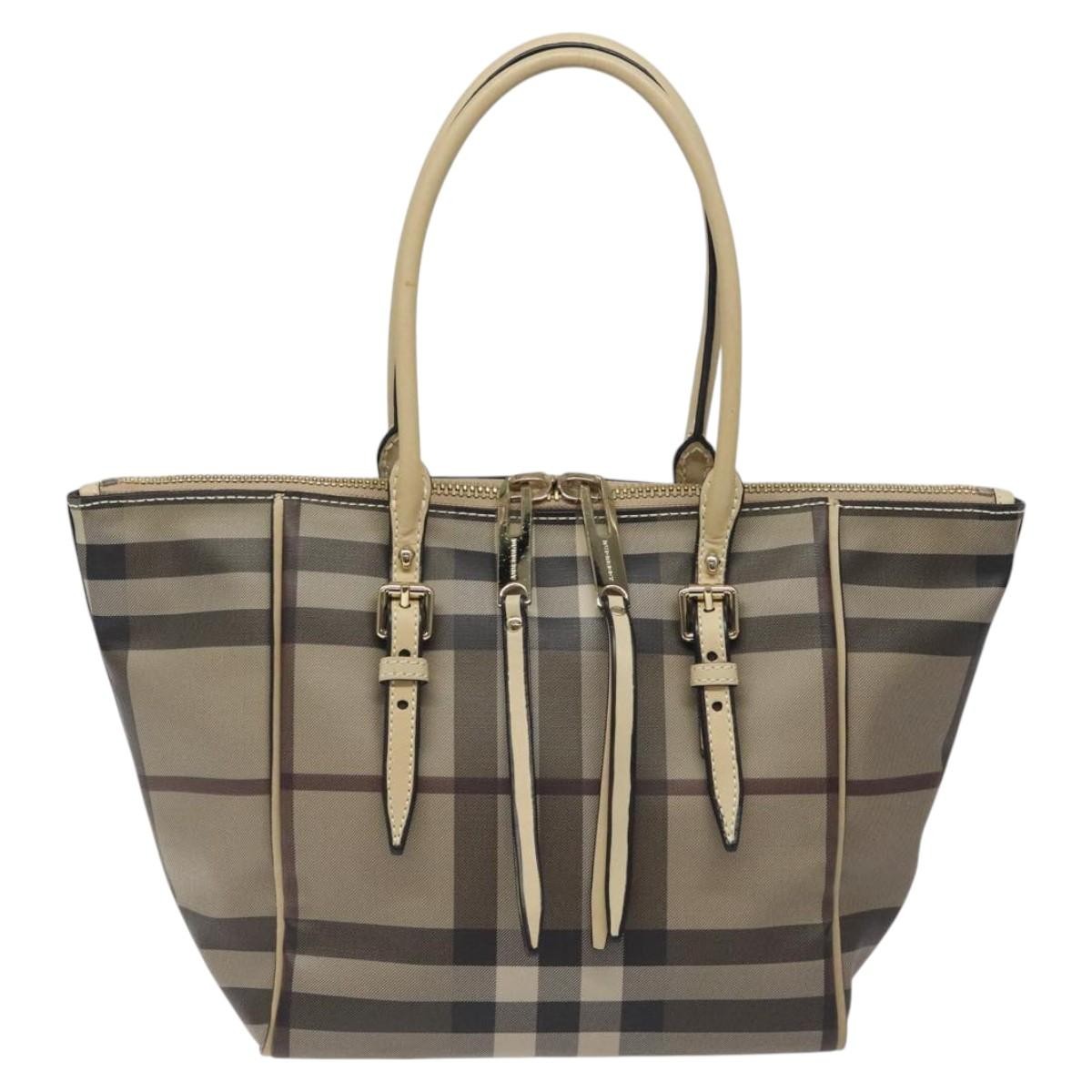 Burberry Salisbury Brown Canvas Tote Bag 100% Authentic Luxury Handbag-image