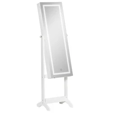 Lockable standing jewelry cabinet +LED light + long mirror +4 adjustable angles