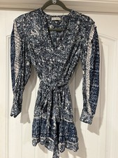 Ulla Johnson Noumi Dress Women's 0 Indigo Blue Paisley Ruffle Tiered Mini $495