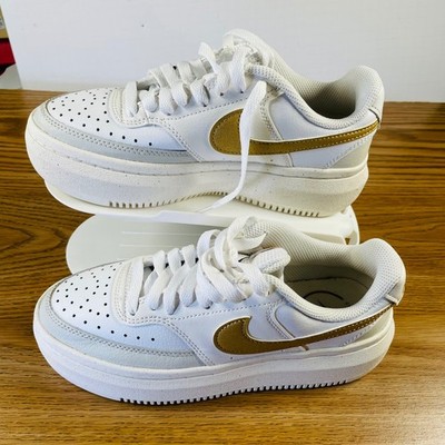 Nike Air Force 1 Shadow Women White Gold Chunky Sole Sneakers Size 6 DZ5394-100