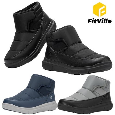FitVille Men's Wide Snow Boots Insulated Warm Fur Lined Winter Boots Non-Slip