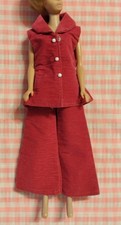 1960s Barbie Clone Fashion Doll Clothes Mod Dark Pink Vest Pants