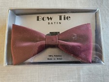 Vintage Pre Tied Bow tie Burgundy Wine 13.5" 18.5" collar boxed