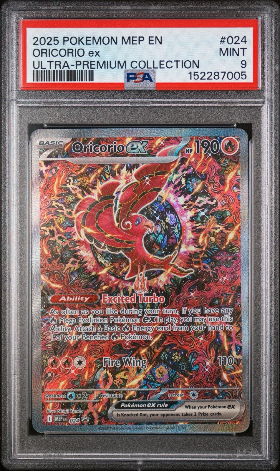 2025 POKEMON MEP EN-ME BLACK STAR PROMO #024 ORICORIO EX PSA 9